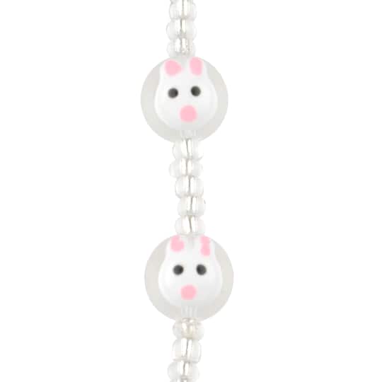 White Rabbit Painted Glass Beads, 11mm by Bead Landing&#x2122;